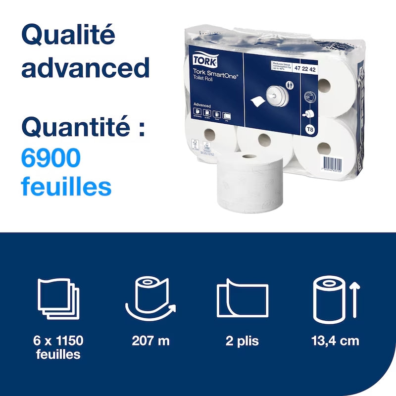 Papier toilette SmartOne Tork T8 - 6 rouleaux
