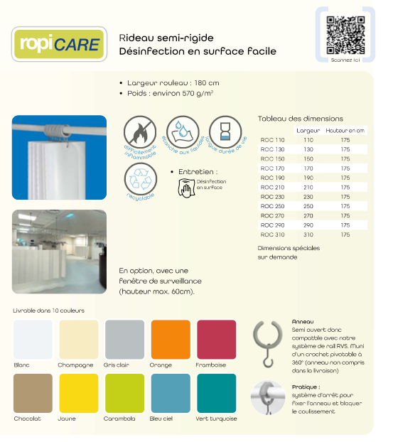 Rideau médical RopiCare® semi rigide & pliable ROPIMEX
