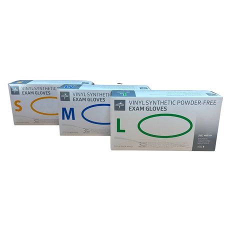 Gants d'examens vinyles Medline en taille S, M et L