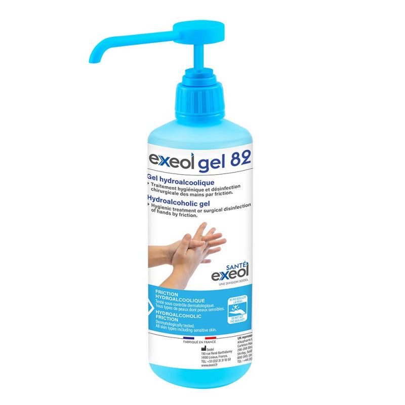 gel hydroalcoolique exeol gel 82 500mL flacon pompe
