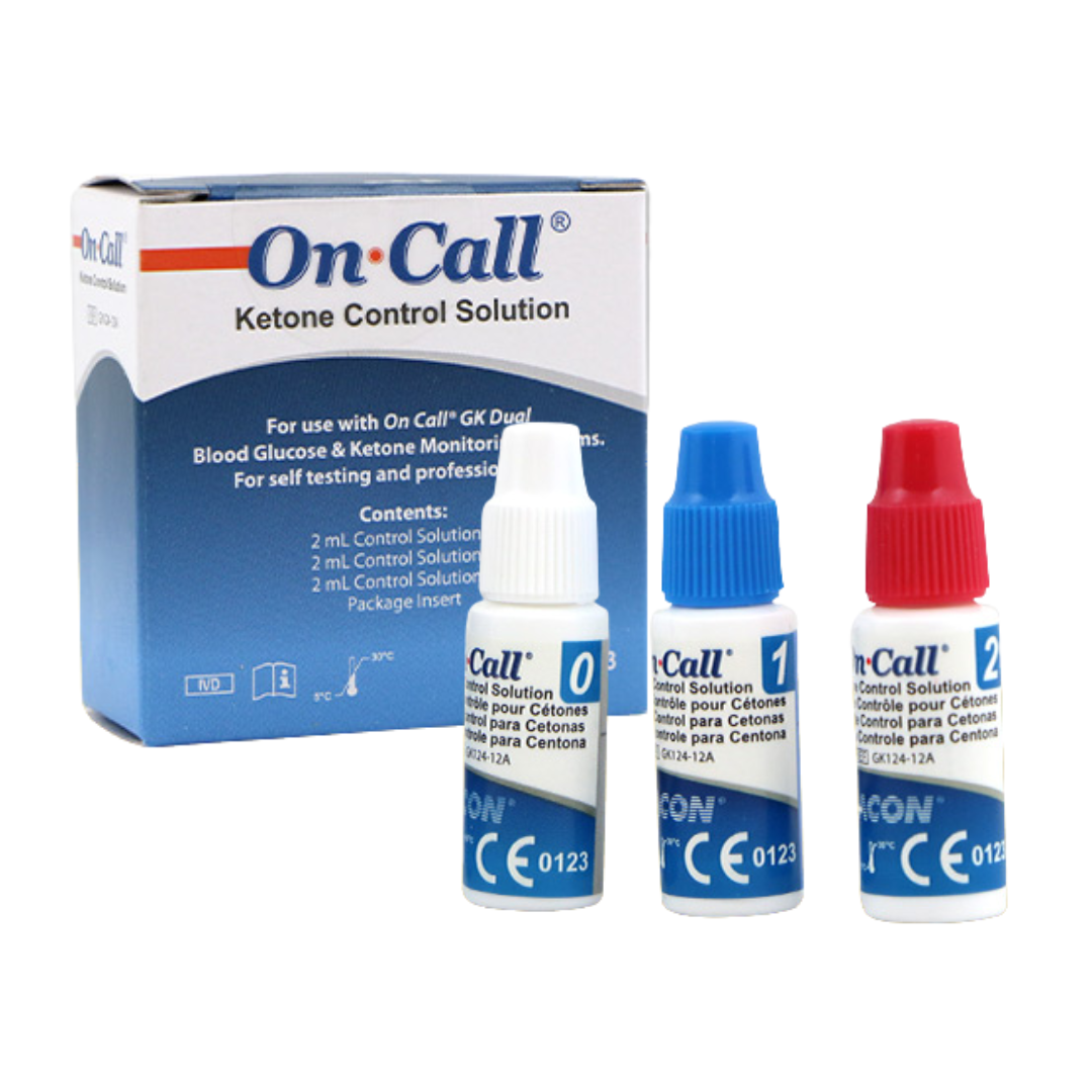 Kit de 3 solutions de contrôle cétones pour lecteur de glycémie ON CALL GK DUAL