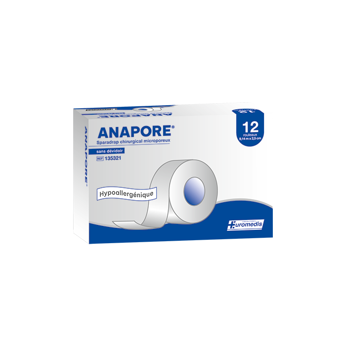 sparadrap anapore sans dévidoire 9,14m x 2,5cm euromedis
