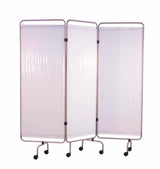 Paravents inox avec rideaux blancs tendus