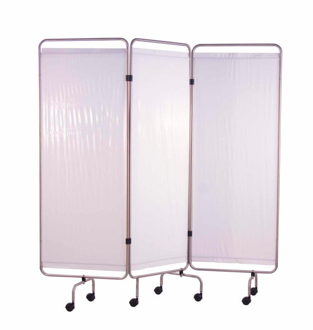 Paravents inox avec rideaux blancs tendus