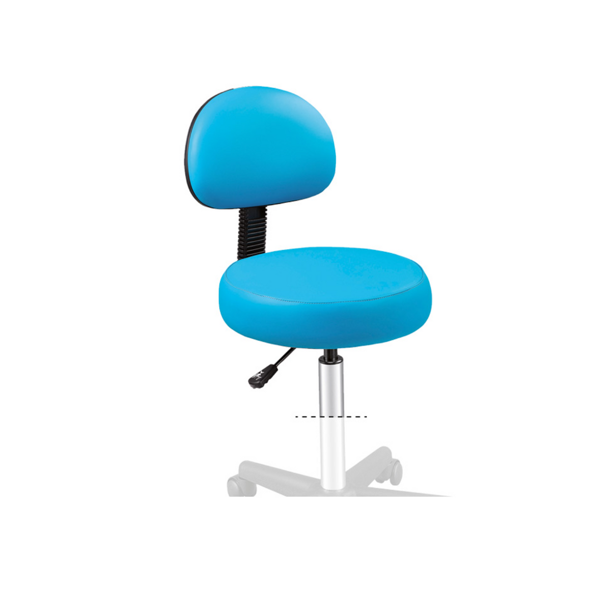 Tabouret Hermes avec dossier - Assise cousue bleu turquoise